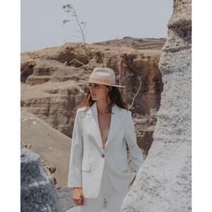 Maradji Fendora Hat Victor-off‎ White Western Wool Felt Gus Copper Beads Hat S M